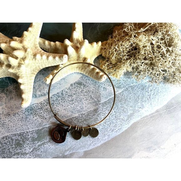 Alex and Ani Seashell Shell Beach Charm Gold Bangle Bracelet - Picture 7 of 13